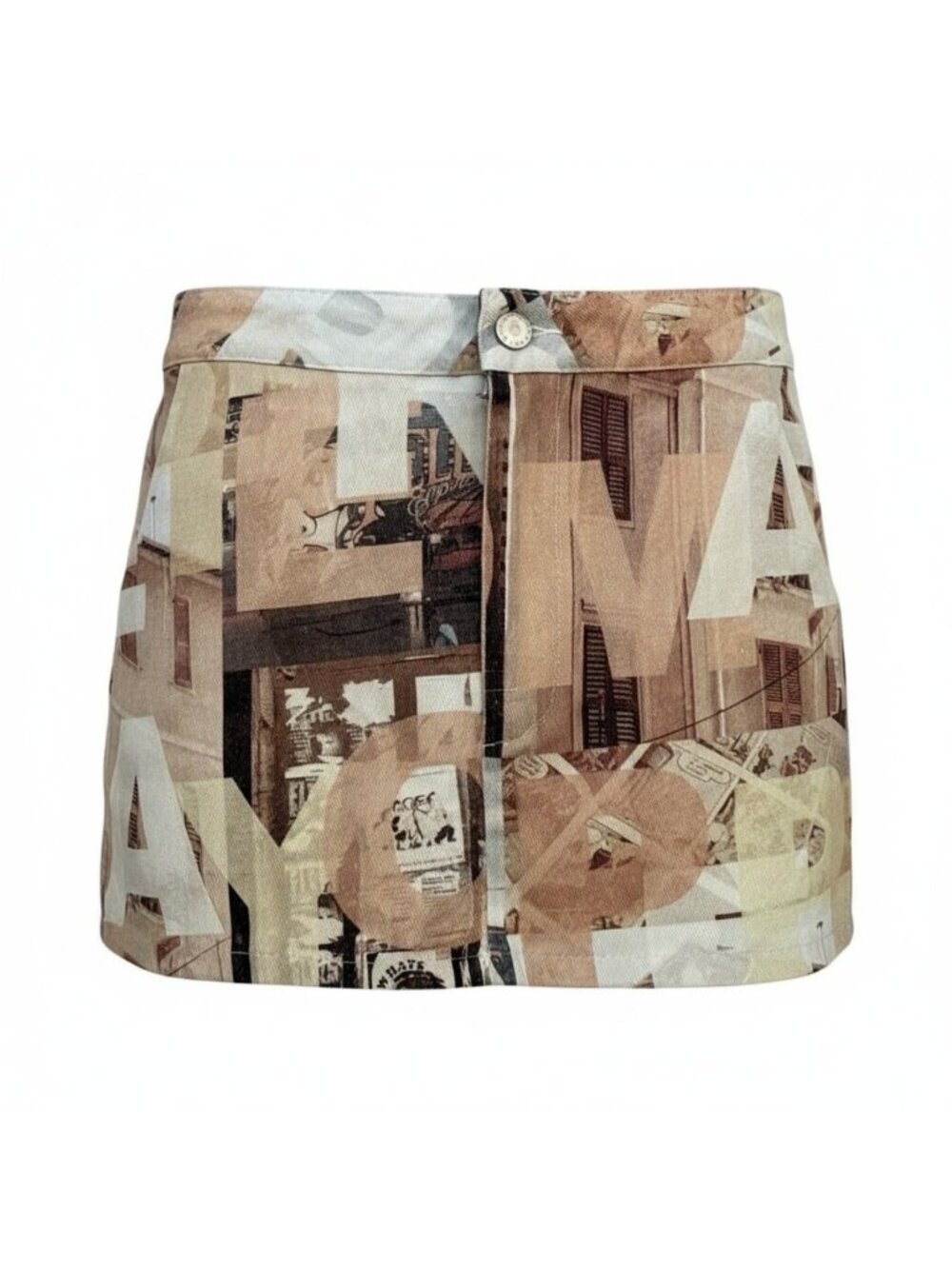 Womens Mini Skirt Neutral Film Graphic A-Line Size 2 NWT Peppermayo On The Edge - Picture 2 of 15